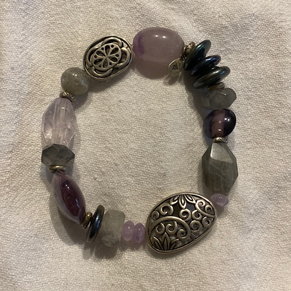 Silpada "Canyon" Purple Amethyst Stretch Bracelet
